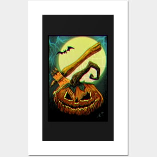 Halloween pumpkin with visual glitch effect Posters and Art